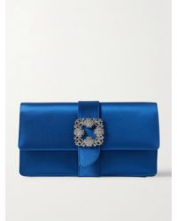 Manolo Blahnik - Capri Crystal-Embellished Satin Clutch - Lyst