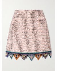 Etro - Fringed Embroidered Tweed Mini Skirt - Lyst