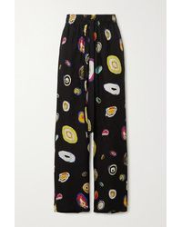 Diane von Furstenberg Denise Hose Mit Weitem Bein Aus Jacquard Aus Einer Seidenmischung - Schwarz