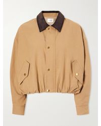 FRAME - Leather-Trimmed Cotton And Tencel Lyocell-Blend Jacket - Lyst
