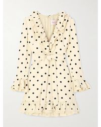 Valentino Garavani - Minikleid Aus Einer Woll-Seidenmischung Mit Volants, Polka-Dots Und Bindegürtel - Lyst