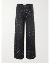 Mother - The Smoothie Sneak Hoch Sitzende Jeans Mit Weitem Bein Aus Denim Mit Recycelten Fasern Und Nieten - Lyst