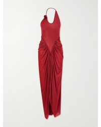 Maygel Coronel Batista Draped Jersey Maxi Dress in White | Lyst