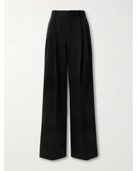 Saint Laurent - Grain De Poudre Wool Wide-Leg Pants - Lyst