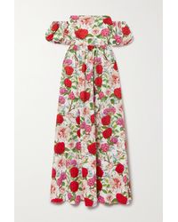 Borgo De Nor - Juliet Off-the-shoulder Floral-print Cotton-poplin Maxi Dress - Lyst