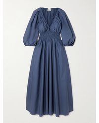 Matteau - Shirred Organic Cotton-Poplin Maxi Dress - Lyst