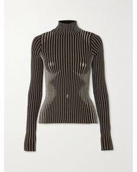 Jean Paul Gaultier - Metallic Ribbed Merino-Wool Blend Mock-Neck Sweater - Lyst