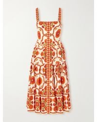 Cara Cara - Margarita Tiered Floral-Print Cotton-Poplin Midi Dress - Lyst
