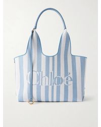 Chloé - Striped Leather-Trimmed Shoulder Bag - Lyst