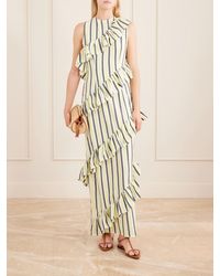 marrakshi life exclusive riviera striped cotton maxi dress MARRAKSHI LIFE Strapless gathered striped cotton maxi dress