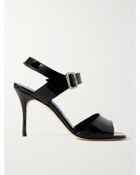 Manolo Blahnik - Fairu 90 Patent-Leather Sandals - Lyst