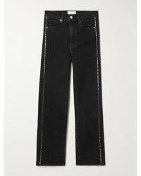 FRAME - Le Sleek Embellished Cropped High-Rise Straight-Leg Jeans - Lyst