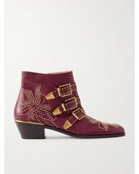 Chloé - Susanna Ankle Boots Aus Leder Mit Nieten - Lyst