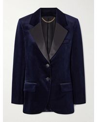 Victoria Beckham - Satin-Trimmed Cotton-Blend Velvet Blazer - Lyst