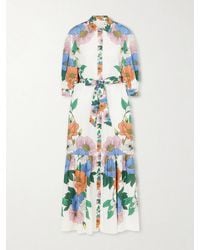 Borgo De Nor - Bianca Linen-Blend Floral Midi Dress - Lyst