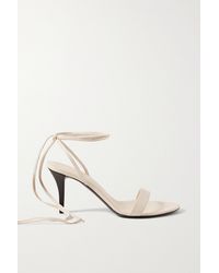 The Row Maud Lace up Leather Sandals in White Lyst