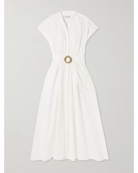 Saloni - Neesha Belted Cotton-Blend Midi Dress - Lyst