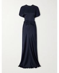 Victoria Beckham - Ruched Satin Maxi Dress - Lyst