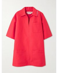 Marni - Oversized Embroidered Cotton Mini Dress - Lyst