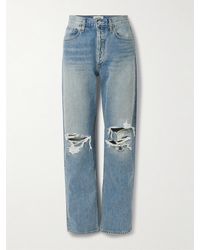 Agolde - Kelly Distressed High-Rise Straight-Leg Jeans - Lyst