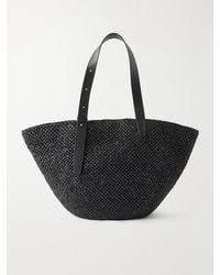 LIE STUDIO - The Bianca Leather-Trimmed Raffia Tote - Lyst