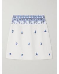 Emporio Sirenuse - Mini-Jupe En Lin Et Coton Mélangés À Broderies Giuliana Astragal - Lyst