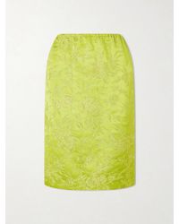 Saint Laurent - Floral-Brocade Midi Skirt - Lyst
