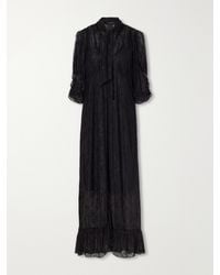 Anna Sui - Tie-Detailed Ruffled Lace Midi Dress - Lyst