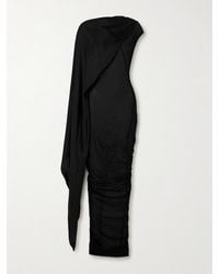 Rick Owens - Asymmetric Layered Washed-Silk And Cotton-Jersey Maxi Dress - Lyst