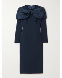 Jenny Packham - Penny Cape-Effect Stretch-Crepe And Satin Midi Dress - Lyst
