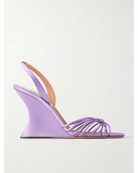Aquazzura - Serenity 95 Satin Wedge Sandals - Lyst