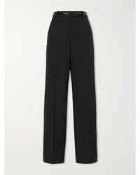 Tom Ford - Belted Grain De Poudre Wool Wide-Leg Pants - Lyst