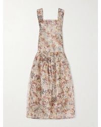 KHAITE - Amello Floral-Print Silk-Organza Midi Dress - Lyst