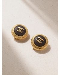 CHANEL - Plated And Enamel Clip Earrings - Lyst
