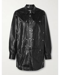 Isabel Marant - Ayali Crinkled-Faux Leather Mini Shirt Dress - Lyst