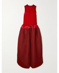 Sacai - Silk And Wool-Blend Trimmed Tiered Crepe Maxi Dress - Lyst