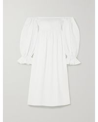 Sleeper - Net Sustain Atlanta Off-The-Shoulder Shirred Linen Midi Dress - Lyst