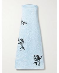 Erdem - Strapless Embellished Crinkled-Satin Midi Dress - Lyst