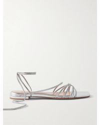 Gianvito Rossi - Crystal-Embellished Metallic Leather Sandals - Lyst