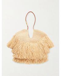 Zimmermann - Goldentime Medium Fringed Leather-Trimmed Raffia Tote - Lyst