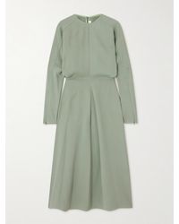 Victoria Beckham - Paneled Crepe Midi Dress - Lyst