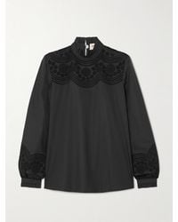 Emporio Sirenuse - Mona Broderie Anglaise Cotton-Blend Poplin Blouse - Lyst