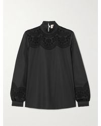 Emporio Sirenuse - Mona Bluse Aus Popeline Aus Einer Baumwollmischung Mit Lochstickerei - Lyst