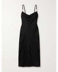 Versace - Embellished Cotton-Blend Lace-Trimmed Satin Midi Dress - Lyst