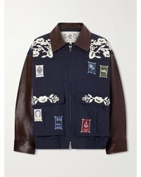 Sea - Georgie Embroidered Cotton-Canvas And Leather Jacket - Lyst