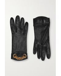 Saint Laurent Handschuhe Aus Leder Mit Kette - Schwarz