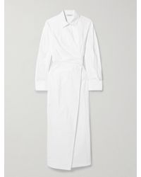 Max Mara - Cotton-Blend Poplin Midi Wrap Shirt Dress - Lyst