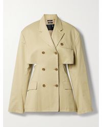 R13 - Doppelreihiger Mantel Aus Baumwollgabardine Mit Cut-Out - Lyst