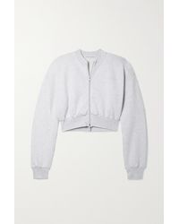 T By Alexander Wang Cropped Embroidered Cotton-jersey Sweatshirt - Grey