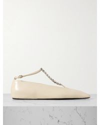 Jil Sander - Crystal-Embellished Leather Ballet Flats - Lyst
